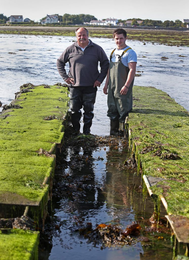 Patrice Bonnargent and his son Luc at their oyster farm in County Down